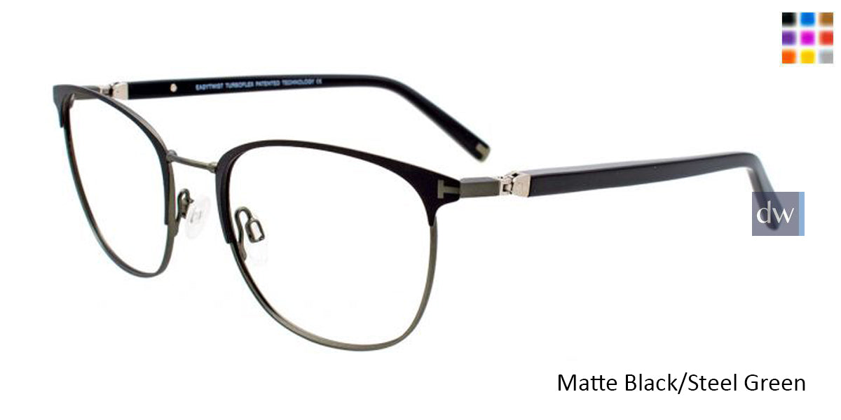 Matte Black/Steel Green EasyTwist ET994 Eyeglasses.