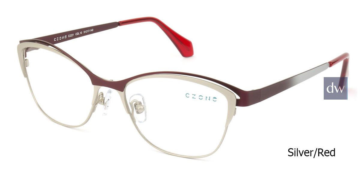 Silver/Red C-Zone E2221 Eyeglasses.