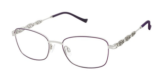 Tura R154 Soft Rectangle Eyeglasses in Eggplant Silver — featherlight, flex-resistant titanium women's frame