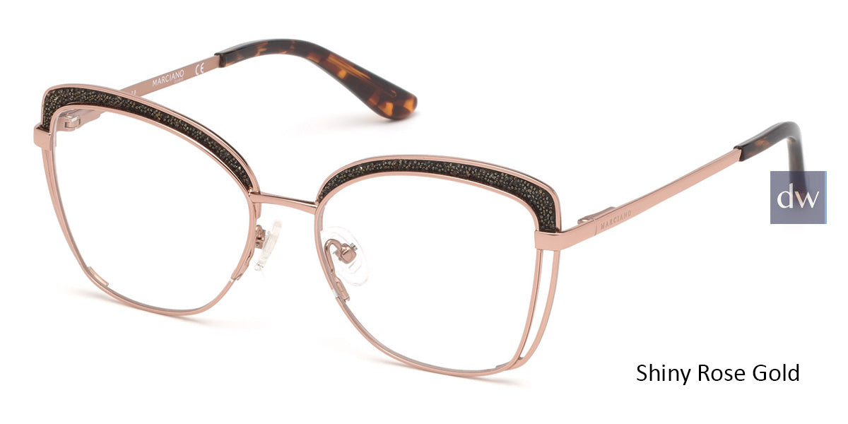 Shiny Rose Gold Marciano GM0344 Eyeglasses.
