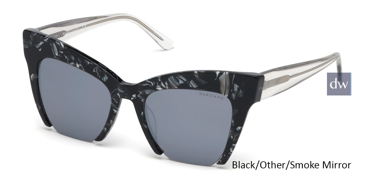 Black/Other/Smoke Mirror Marciano GM0785 Sunglasses.