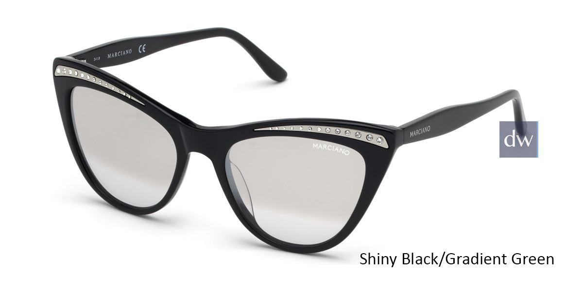 Shiny Black/Gradient Green Marciano GM0793 Sunglasses.