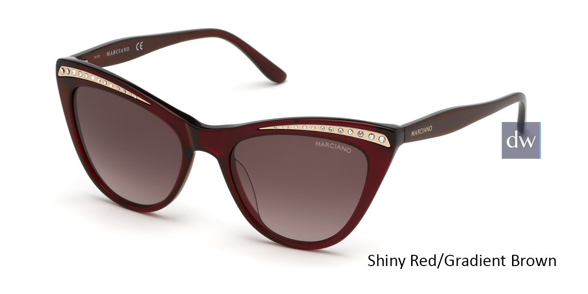 Shiny Red/Gradient Brown Marciano GM0793 Sunglasses.
