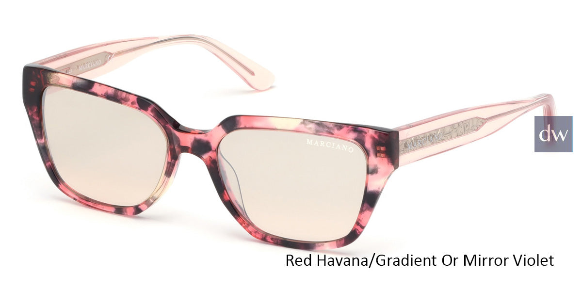 Red Havana/Gradient Or Mirror Violet MARCIANO GM0799 Sunglasses.