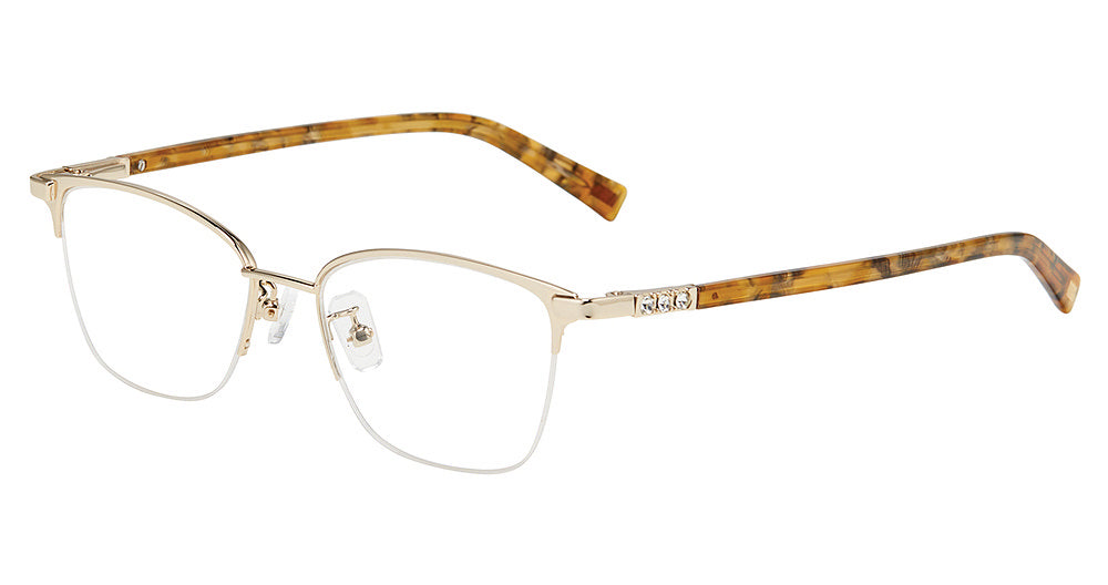 Jones New York VJOP156 Cat Eye Eyeglasses in Gold — women's semi-rimless metal frame
