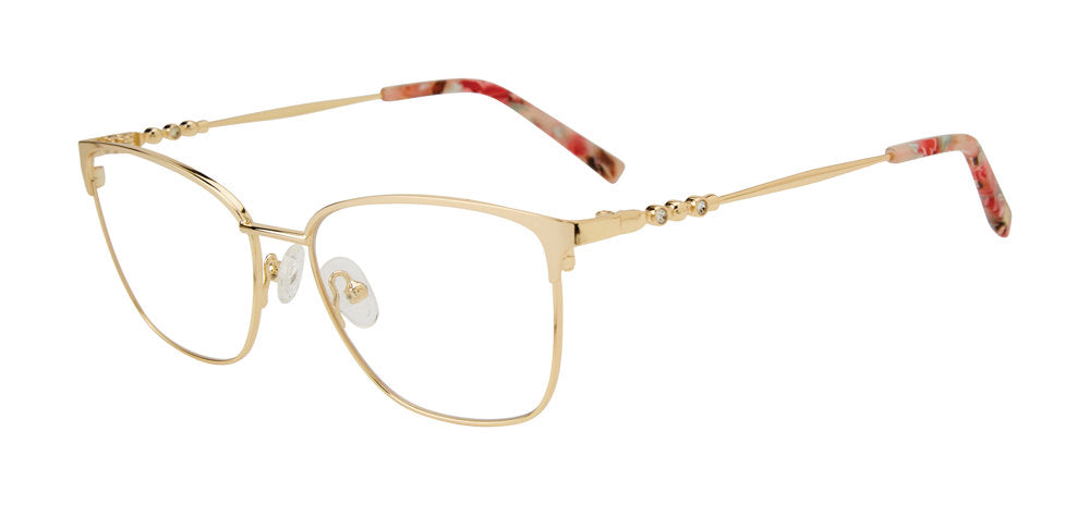 Jones New York VJON507 Cat Eye Eyeglasses in Gold — women's full metal frame

