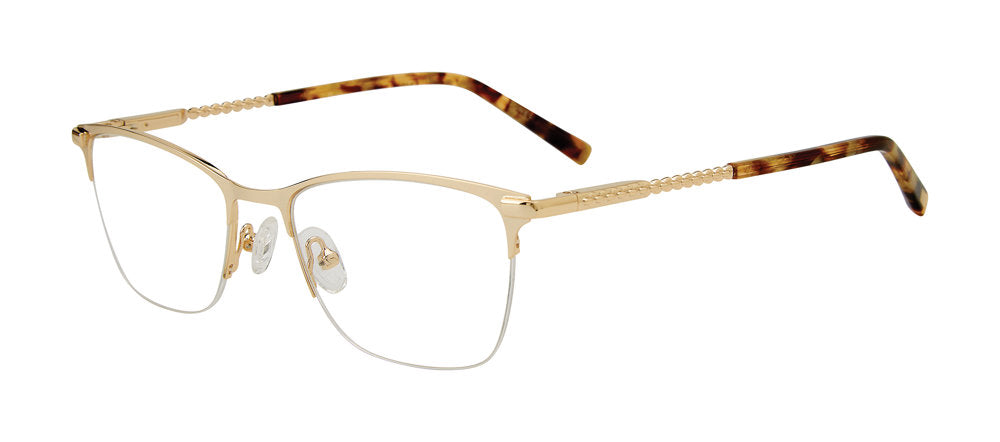 Jones New York VJON508 Cat Eye Eyeglasses in Gold — women's semi-rimless metal frame
