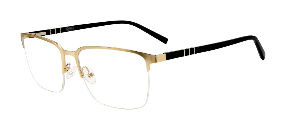 Jones New York VJOM379 Rectangle Eyeglasses in Gold — men's semi-rimless metal frame
