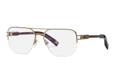 Chopard VCHM10 men's geometric semi-rimless eyeglasses in Gray Gold with a double-bridge design.