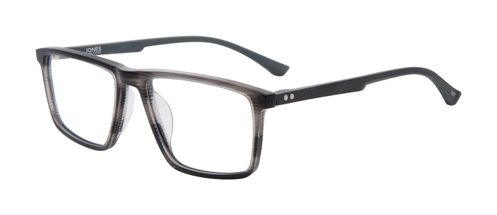 Jones New York VJOM568 men's rectangle plastic eyeglasses in Gray Horn.