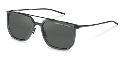 Porsche Design P8992 men's full-rim navigator sunglasses in Grey W Smoke, with a translucent gray front, gray lenses, a double bridge and dark temples.

