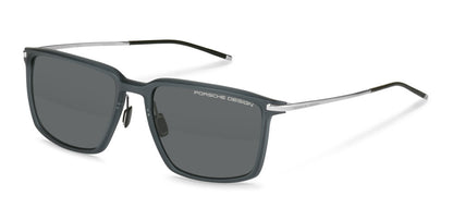 Porsche Design P8991 men's full-rim square sunglasses in Grey W Smoke, with gray lenses, silver-tone temples and black temple tips.

