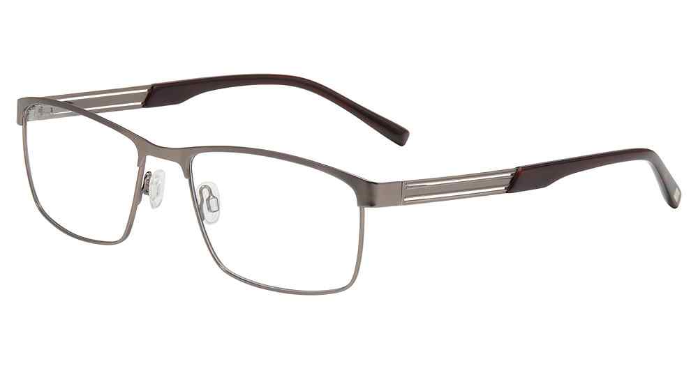  “Jones New York J366 men's rectangle metal eyeglasses in Gunmetal — adjustable nose pads.”