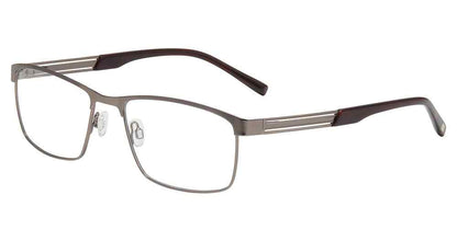 “Jones New York J366 men's rectangle metal eyeglasses in Gunmetal — adjustable nose pads.”
