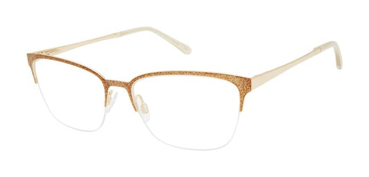 Lulu Guinness L797 Rectangle Semi-Rimless Eyeglasses in Gold — women's full stainless steel frame
