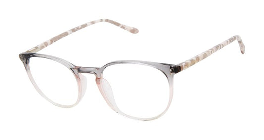 Grey Blush:
Lulu Guinness L935 Oval Eyeglasses in Grey Blush — women's full acetate frame
