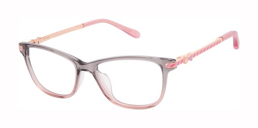 Grey colorway:
Lulu Guinness LK063 Rectangle Eyeglasses in Grey — women's full acetate frame
