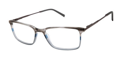 Geoffrey Beene G547 Soft Rectangle Eyeglasses in Grey — men's wide acetate front stainless steel temple frame