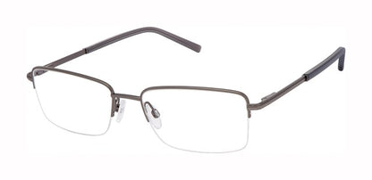 Geoffrey Beene G489 Soft Rectangle Semi-Rimless Eyeglasses in Gunmetal — men's wide-fit full stainless steel frame
