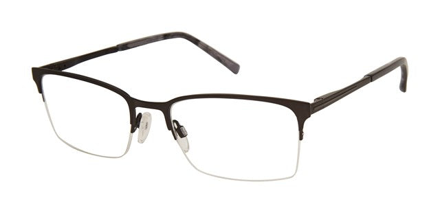 Geoffrey Beene G466 Soft Rectangle Eyeglasses in Gunmetal — men's semi-rimless stainless steel & nickel silver frame