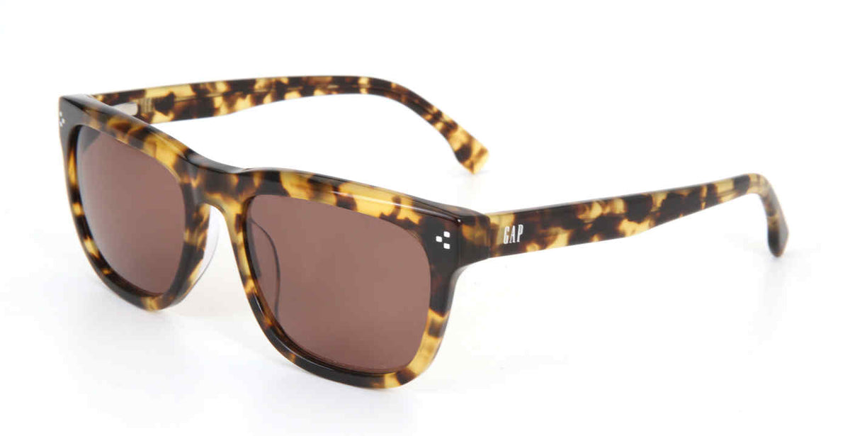 Gap SGP023 men's rectangular plastic sunglasses in Havana with a patterned full rim and brown-toned lenses.

