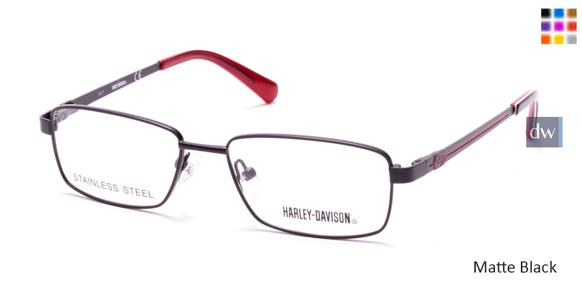 Matte Black HARLEY-DAVIDSON HD0134T Eyeglasses - Teenager.