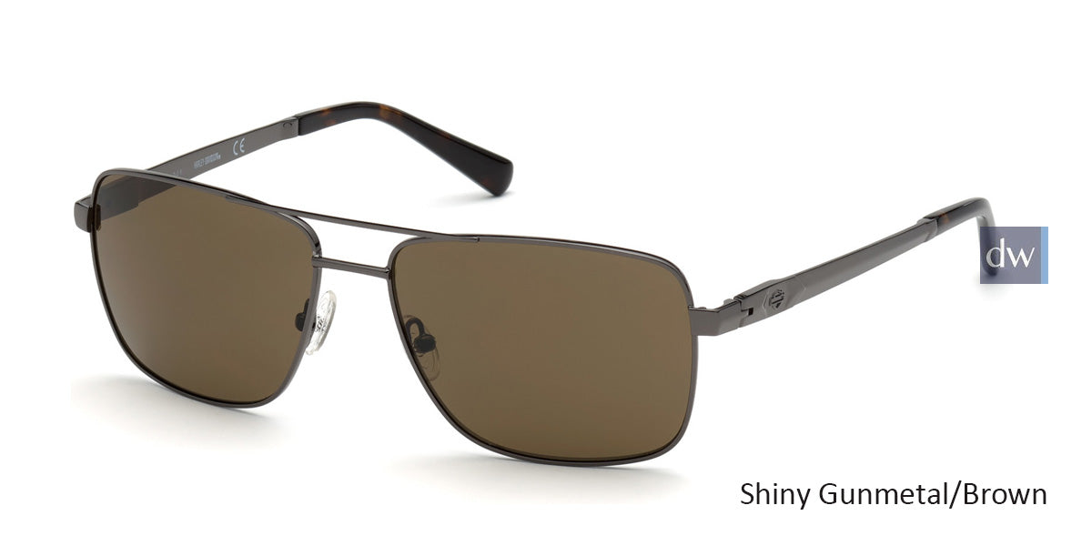 Shiny Gunmetal/Brown HARLEY-DAVIDSON HD0932X Sunglasses.
