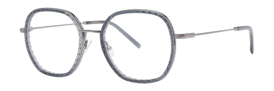 Hematite:
Vera Wang V730 Rounded Octagon Eyeglasses in Hematite — women's featherlight steel front acetate temple frame

