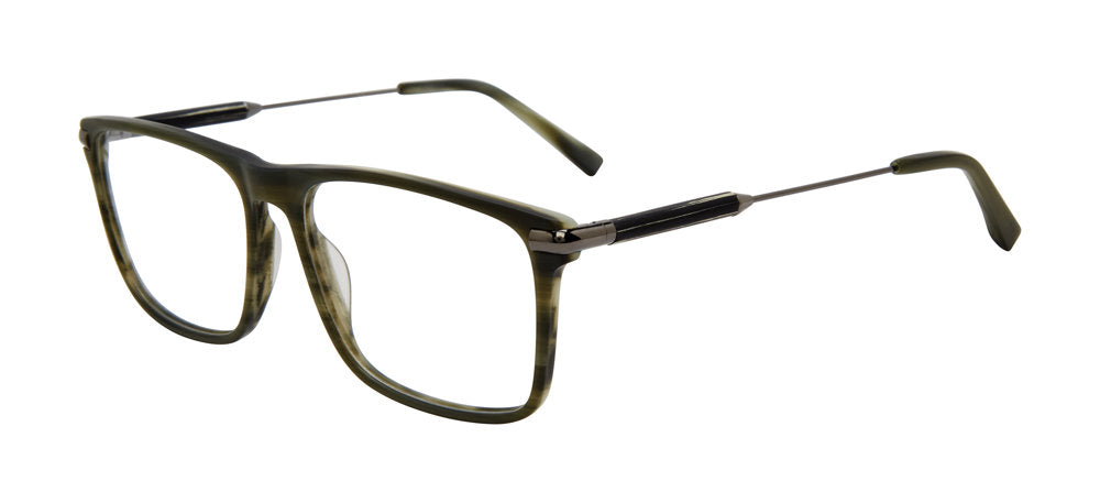 Jones New York VJOM547 Square Eyeglasses in Matte Olive — men's full acetate frame
