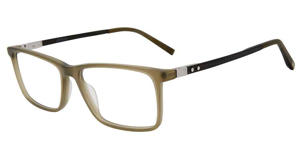 “Jones New York VJOM540 men's rectangle plastic eyeglasses in Matte Olive.”