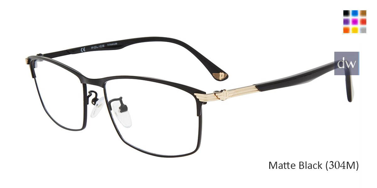 Matte Black(304M) Police VPL994 Eyeglasses.