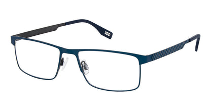 Navy Grey:
EVATIK E-9309 Modified Square Eyeglasses in Navy Grey — men's full stainless steel frame, single bridge, prescription-ready
