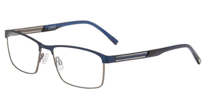 “Jones New York J366 men's rectangle metal eyeglasses in Navy — adjustable nose pads.”