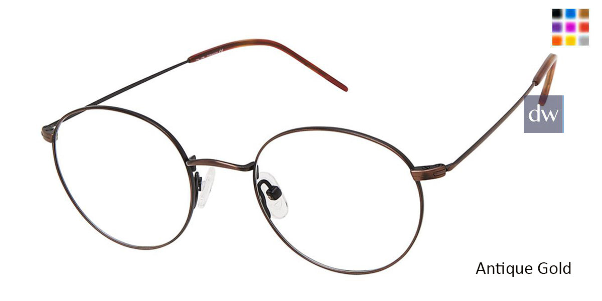C02 Antique Gold Tlg NU037 Titanium Eyeglasses - Teenager