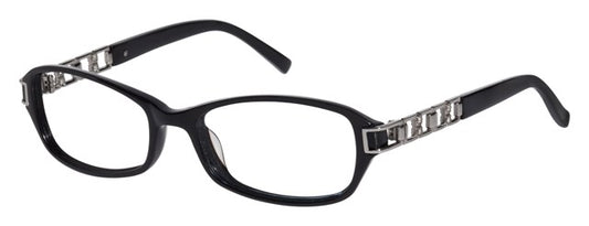 Tura 644 Soft Rectangle Eyeglasses in Navy Blue Silver — women's acetate & flex Monel temple frame