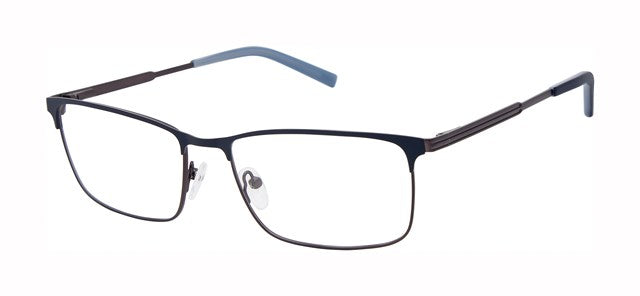 Geoffrey Beene G488 Soft Rectangle Eyeglasses in Navy — men's wide-fit full stainless steel frame