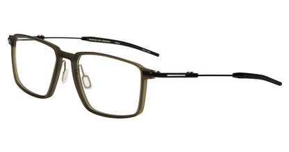 Porsche Design P81006 men's square full-rim eyeglasses in Olive Black, with an olive-tone front, slim black temples and black curved tips.

