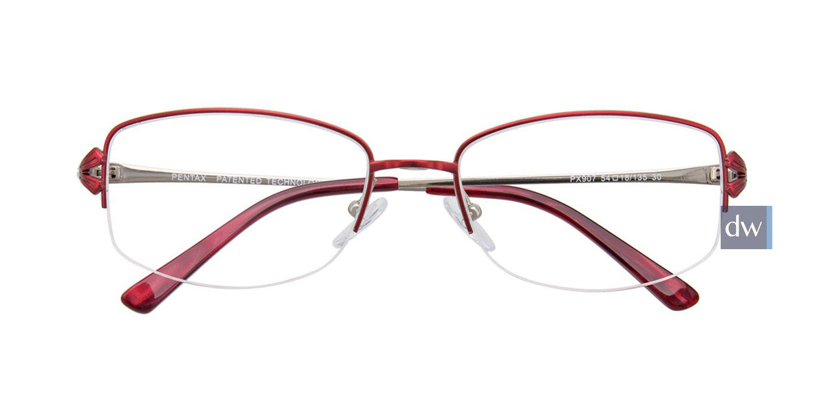 Satin Red/Silver  Pentax PX907 Eyeglasses