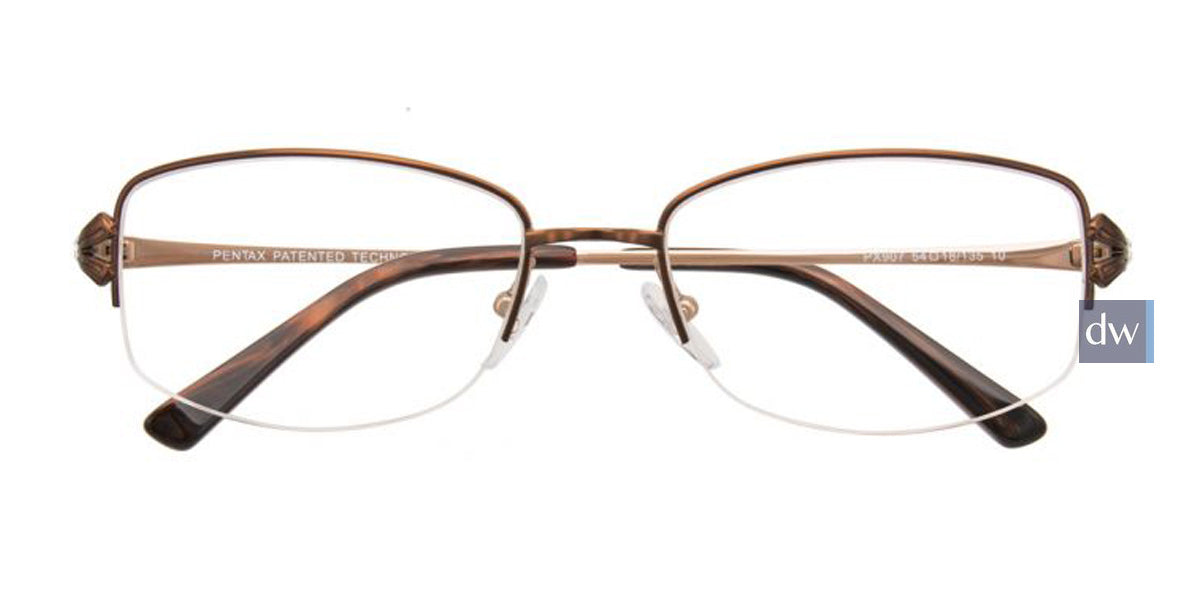 Satin Brown/Gold Pentax PX907 Eyeglasses