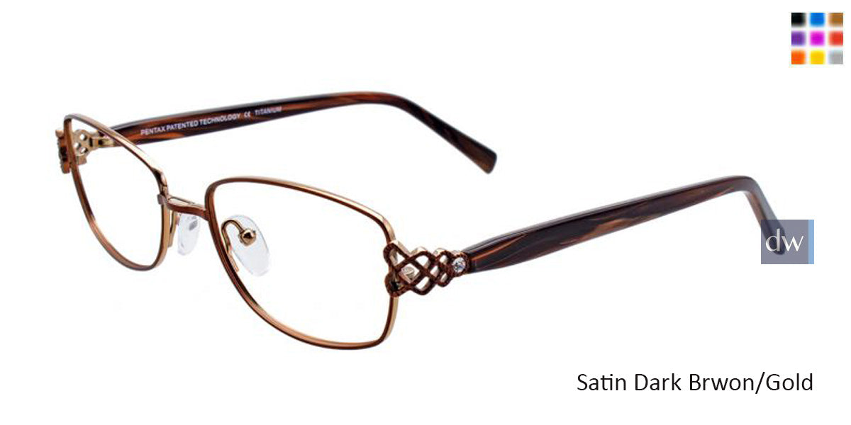 Satin Dark Brown/Gold Pentax PX909 Eyeglasses