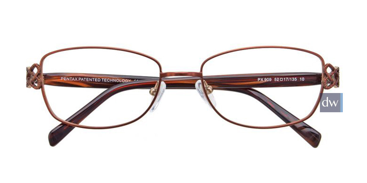 Satin Dark Brown/Gold Pentax PX909 Eyeglasses