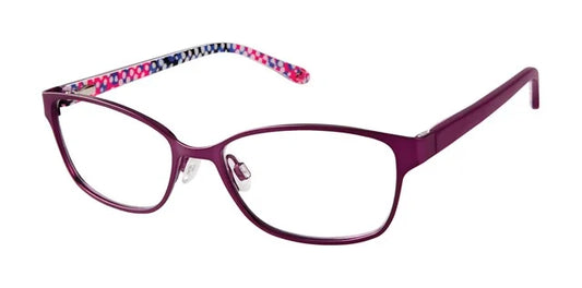 Lulu Guinness LK014 Soft Rectangle Eyeglasses in Purple — girls' fully rimmed stainless steel frame
