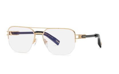 Chopard VCHM10 men's geometric semi-rimless eyeglasses in Rose Gold with a double-bridge design.
