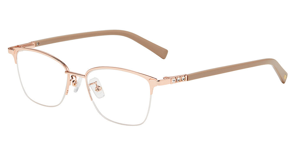 Jones New York VJOP156 Cat Eye Eyeglasses in Rose Gold — women's semi-rimless metal frame
