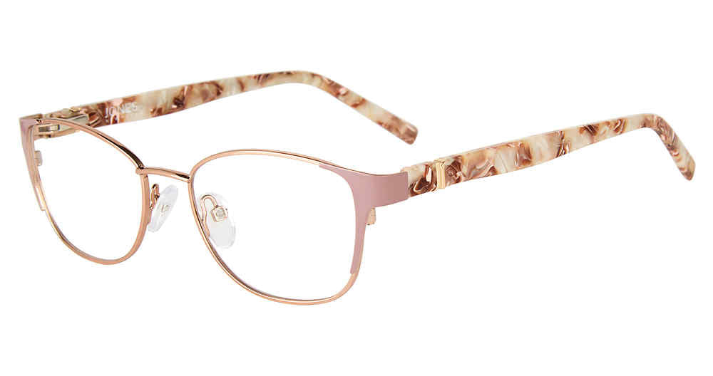Jones New York VJOP154 Modified Oval Eyeglasses in Rose Gold — women's full-rim metal frame with single bridge
