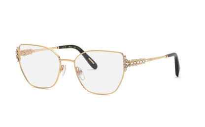 Chopard VCHM17S women's geometric full-rim eyeglasses in Rose Gold with ornate temple accents.⠋


