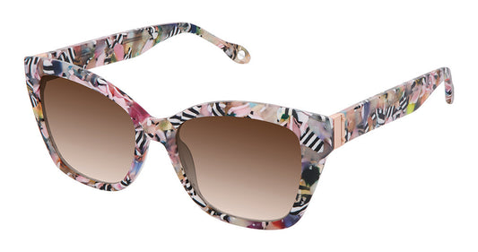 FYSH F-2143 Modified Cat Eye Sunglasses in Rose Mosaic — women's full acetate frame with saddle bridge
