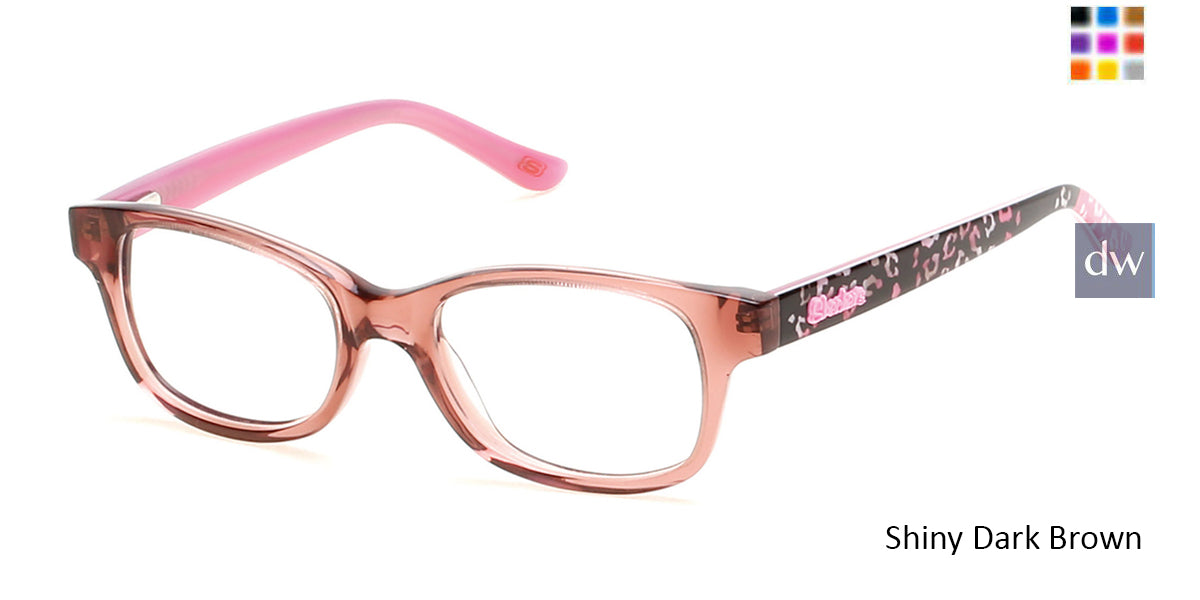 Shiny Dark Brown Skechers SE1604 Eyeglasses.