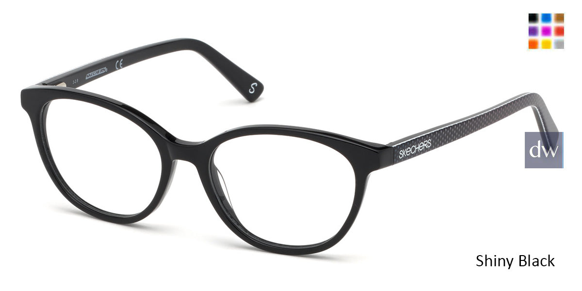 Shiny Black Skechers SE1640 Eyeglasses - Teenager.