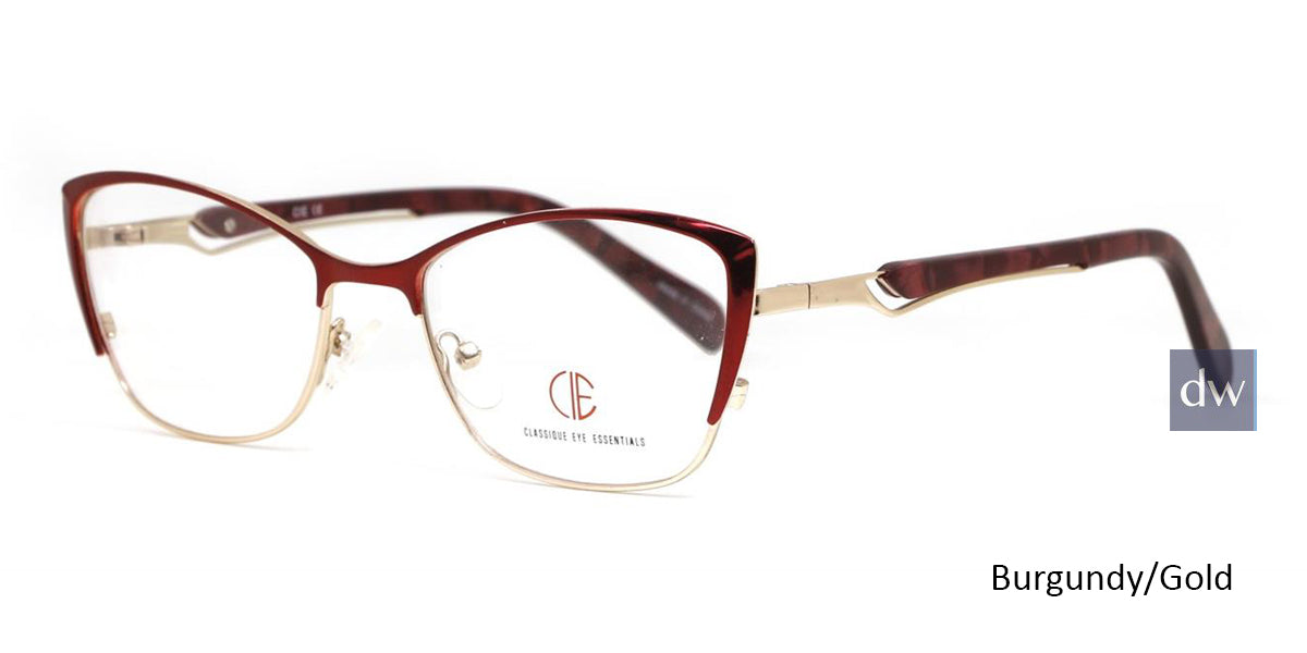 Burgundy/Gold CIE SEC143 Eyeglasses.